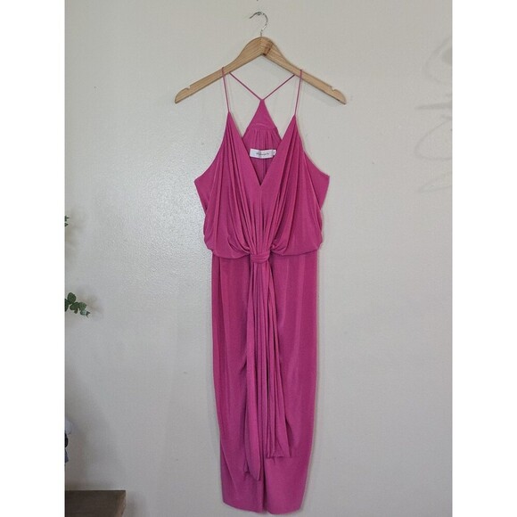 T Bags Los Angeles Womens V-Neck Sleeveless Knot Dress Pink Size Small Misa - Picture 1 of 12